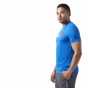 Reebok Linear Read T Shirt Herren - Blau - DE 853-YEW